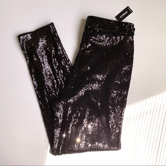 NWT Express High Waist Sequin Ankle Pant - Picture 3 of 16
